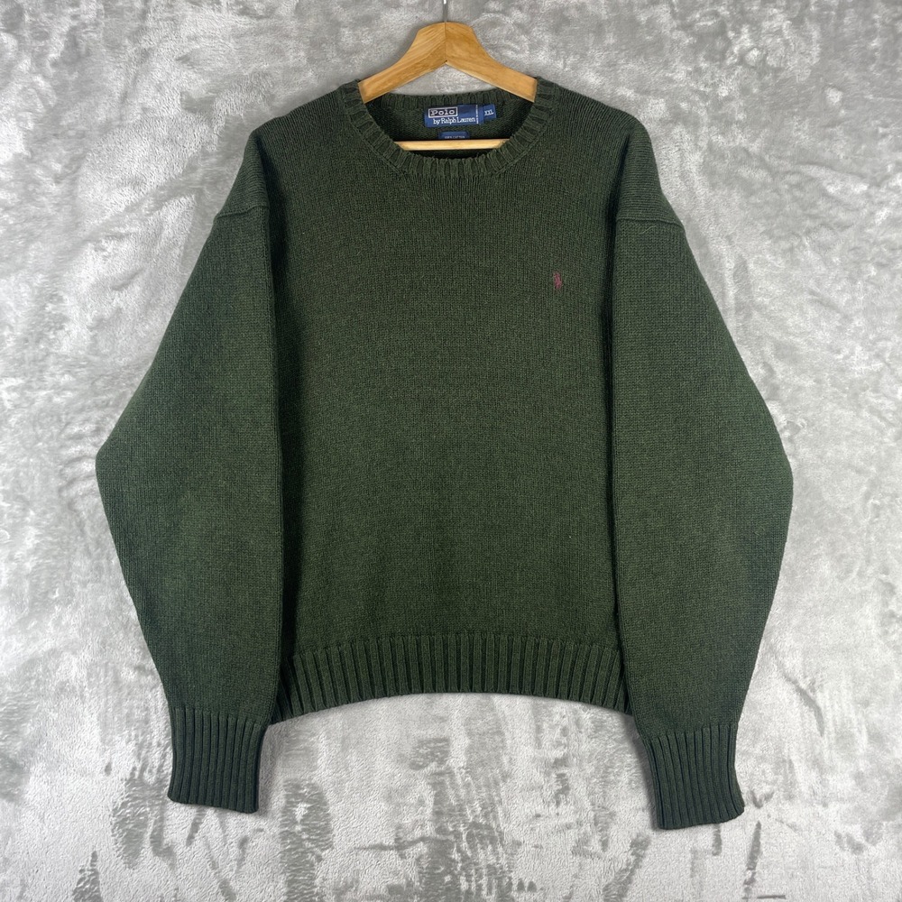 Polo Ralph Lauren Sweater Men XXL Green Cotton Crewneck Knit Pullover